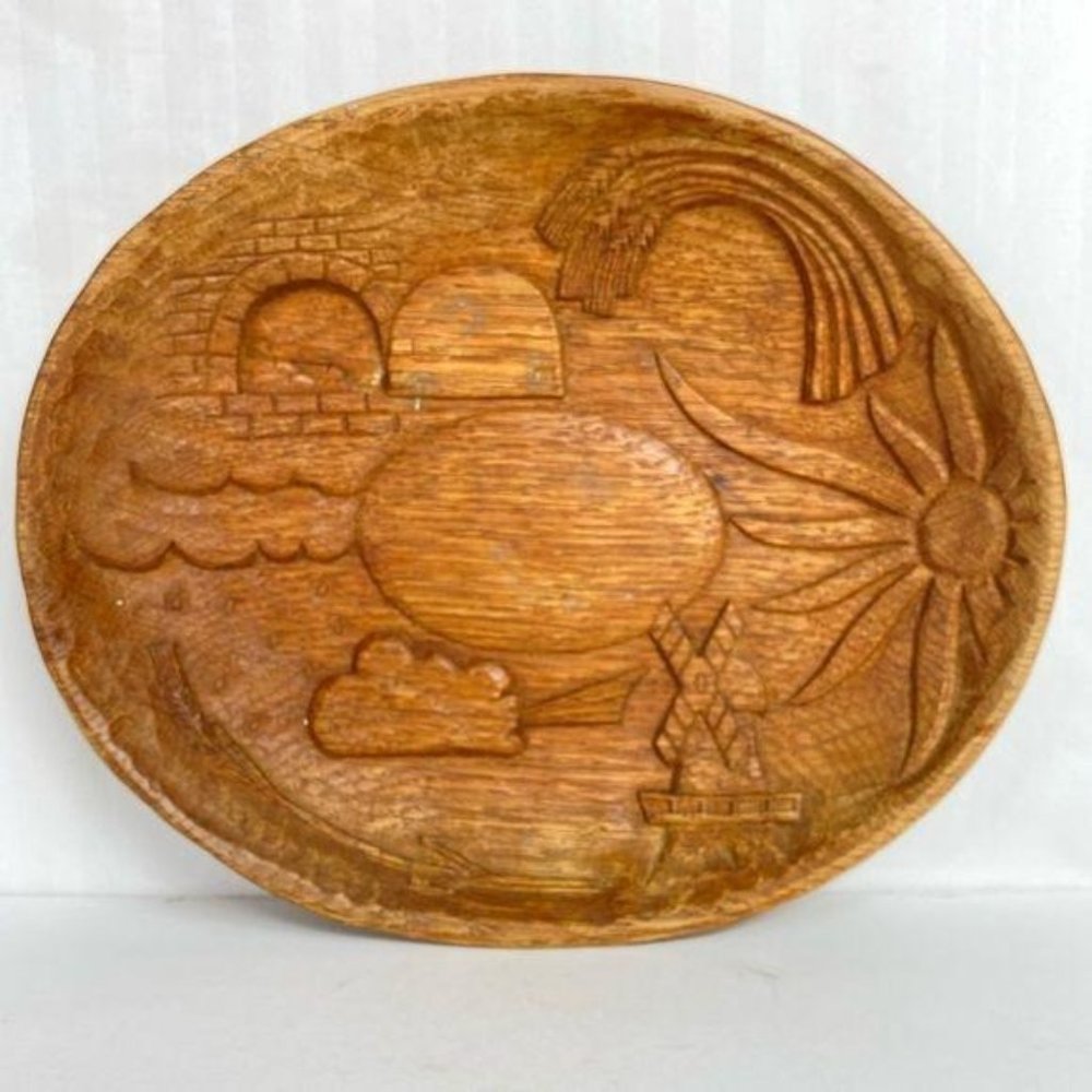 Vintage Farmhouse New Zealand Wood Primitive Rustic Bowl Cottagecore Harvest
